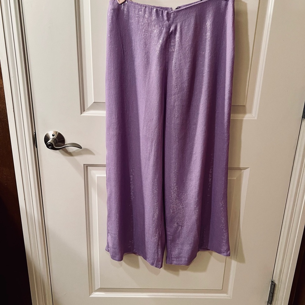 Alice * Olivia Lavender Wide-Leg Cropped Pants